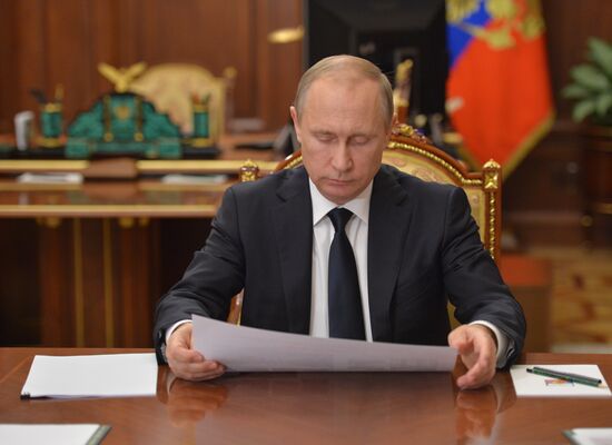 President Putin meets with Moscow Mayor Sobyanin and Culture Minister Medinsky