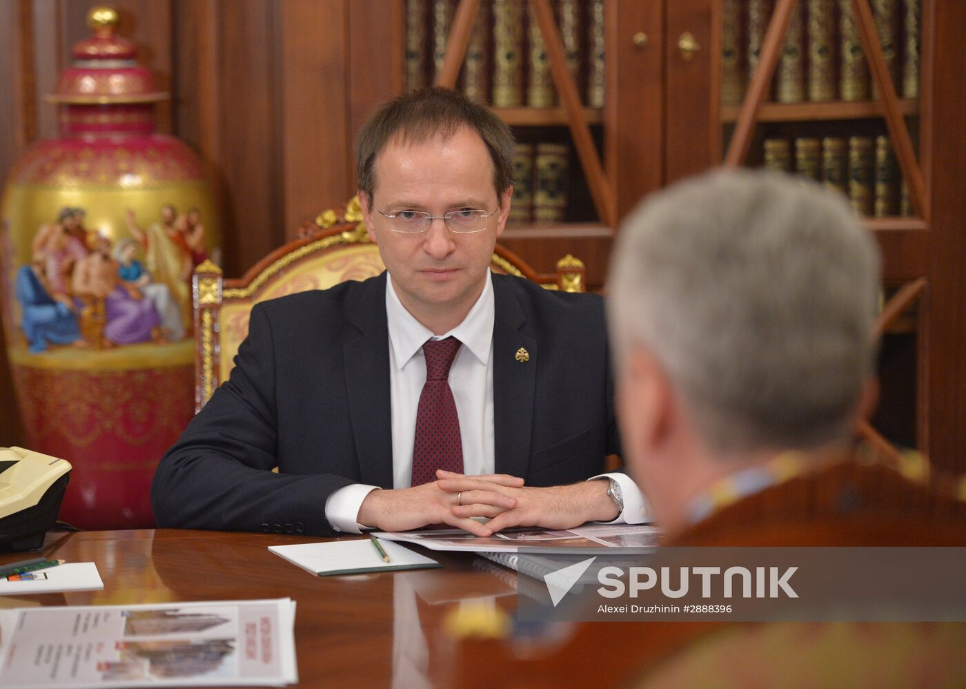 Russian President Vladimir Putin meets with Moscow Mayor Sergei Sobyanin and Culture Minister Vladimir Medinsky
