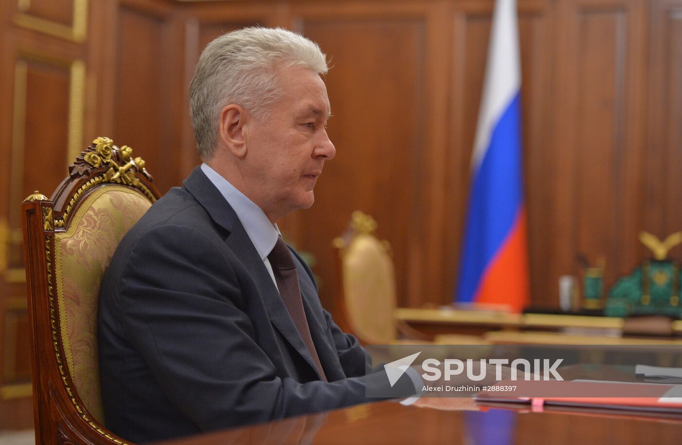 Russian President Vladimir Putin meets with Moscow Mayor Sergei Sobyanin and Culture Minister Vladimir Medinsky