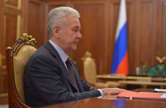 Russian President Vladimir Putin meets with Moscow Mayor Sergei Sobyanin and Culture Minister Vladimir Medinsky