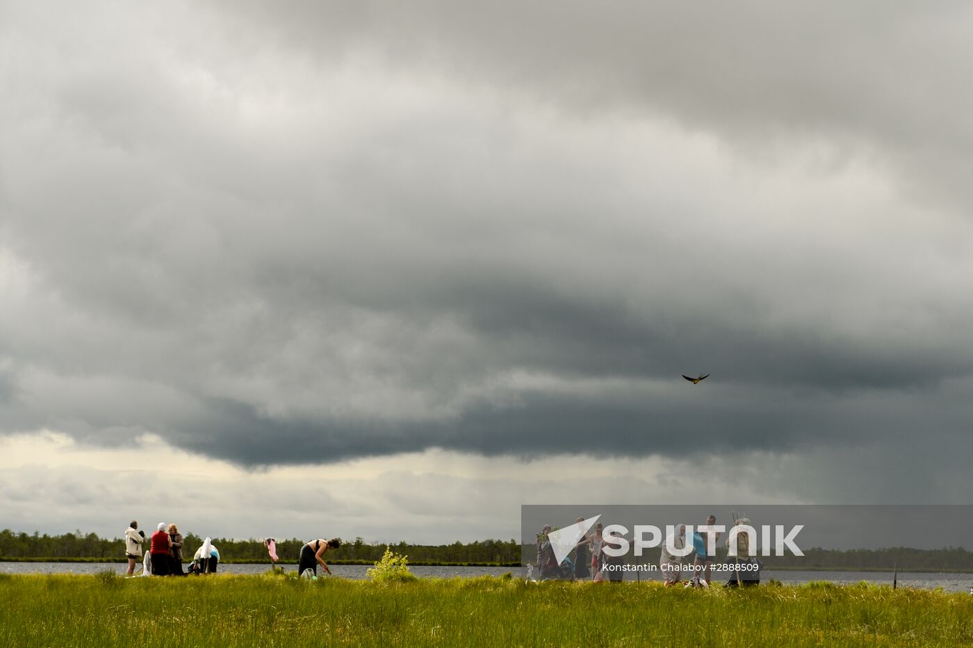 Religious procession to Svyatoye Lake in Menyusha village, Novgorod Region