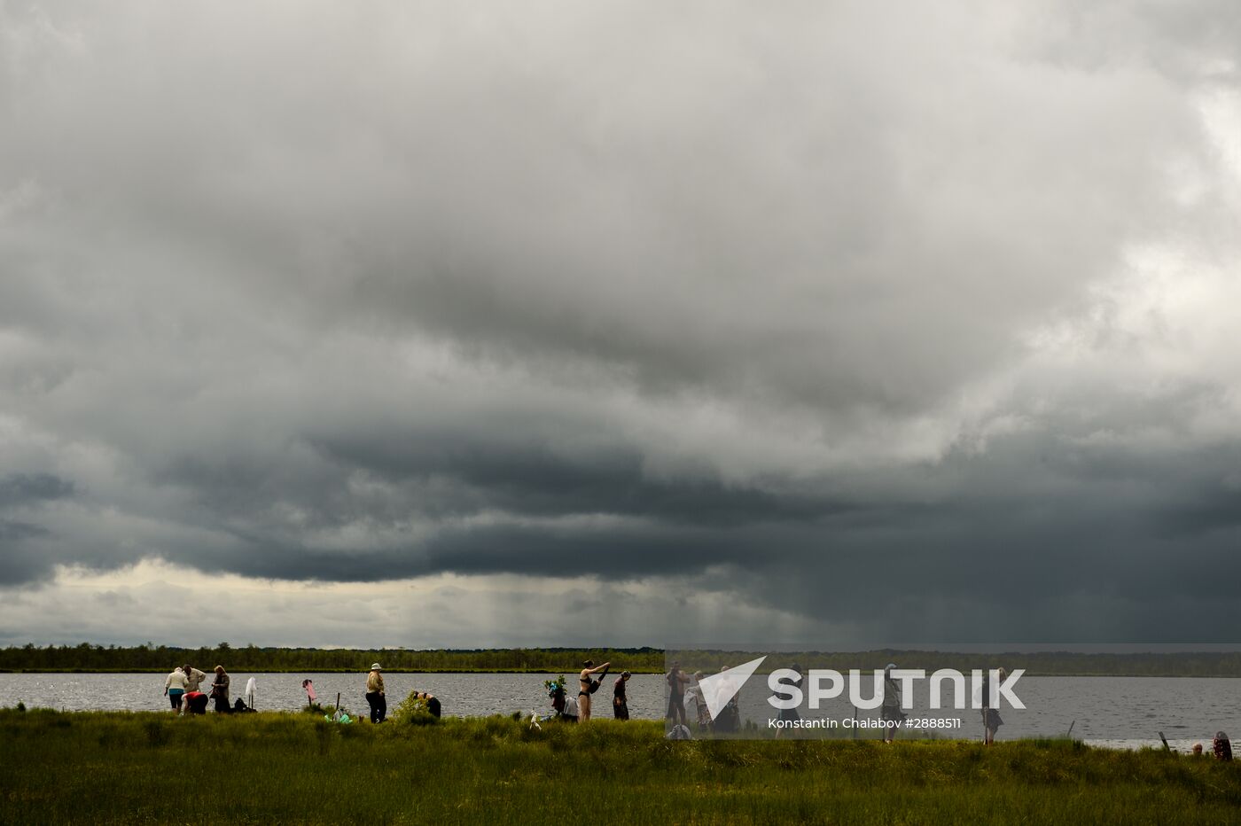 Religious procession to Svyatoye Lake in Menyusha village, Novgorod Region