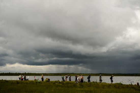 Religious procession to Svyatoye Lake in Menyusha village, Novgorod Region