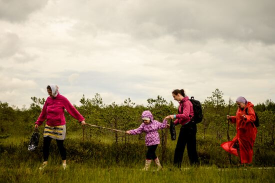 Religious procession to Svyatoye Lake in Menyusha village, Novgorod Region