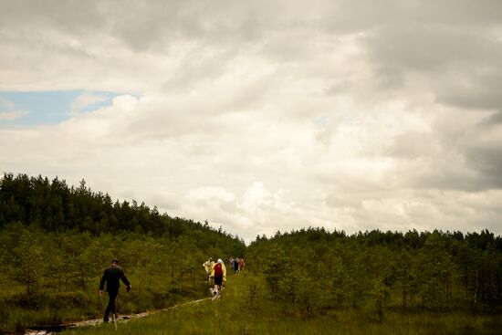 Religious procession to Svyatoye Lake in Menyusha village, Novgorod Region