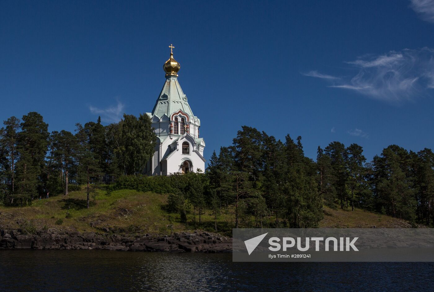 Memorial days of Venerable Sergius and Herman, founders of Valaam Monastery, on Valaam Island in Ladoga Lake