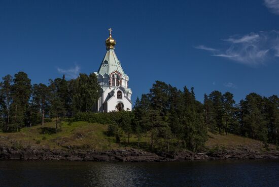 Memorial days of Venerable Sergius and Herman, founders of Valaam Monastery, on Valaam Island in Ladoga Lake