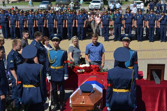 Funeral of Russian pilot instructor Ryafagat Khabibulin killed in Syria