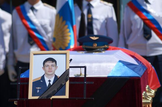 Paying last respects to Russian military pilot Yevgeny Dolgin killed in Syria