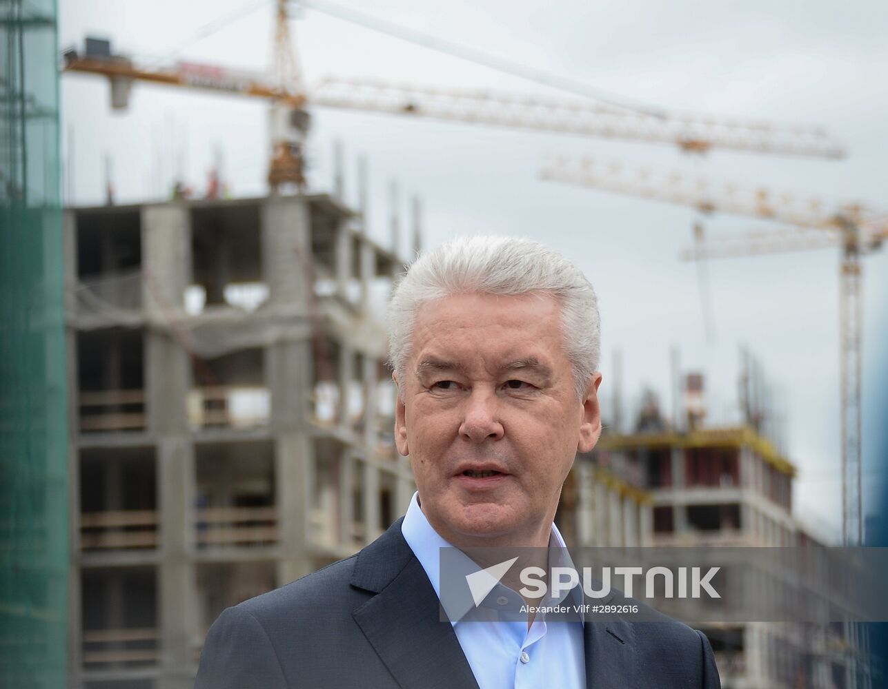 Moscow Mayor Sergei Sobyanin visits construction site of ZILART residential area