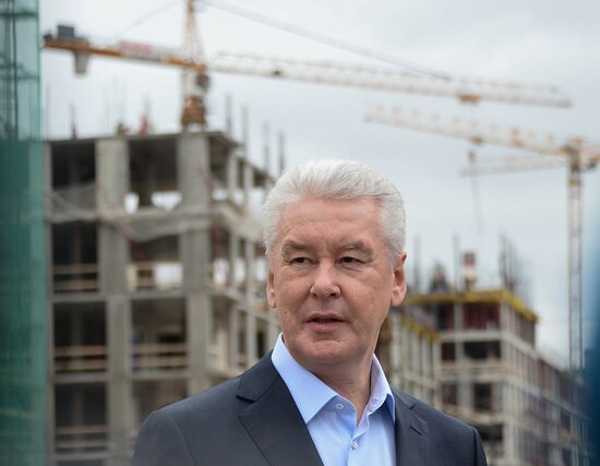 Moscow Mayor Sergei Sobyanin visits construction site of ZILART residential area