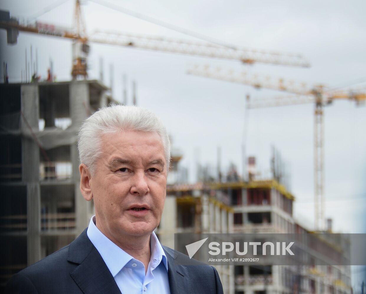 Moscow Mayor Sergei Sobyanin visits construction site of ZILART residential area