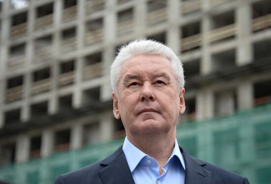 Moscow Mayor Sergei Sobyanin visits construction site of ZILART residential area