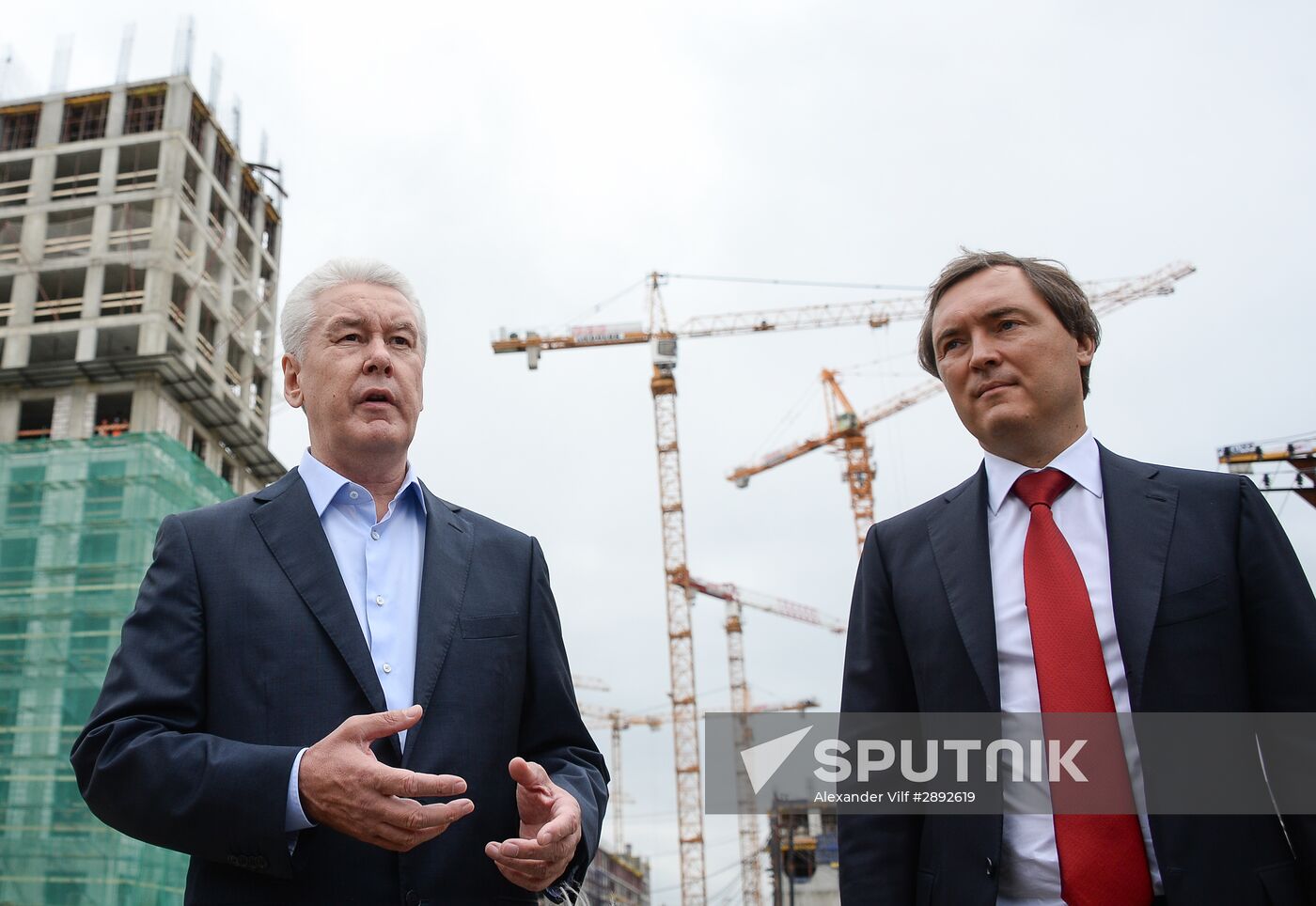 Moscow Mayor Sergei Sobyanin visits construction site of ZILART residential area