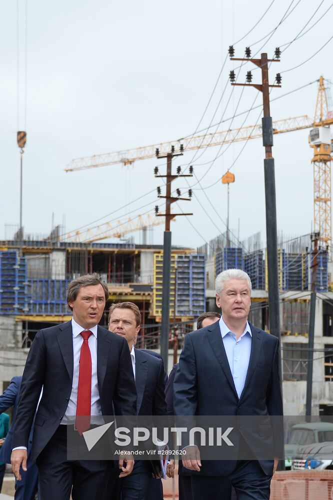 Moscow Mayor Sergei Sobyanin visits construction site of ZILART residential area