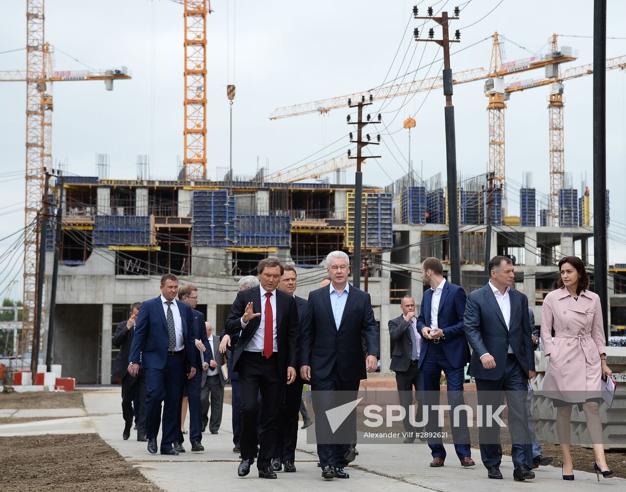 Moscow Mayor Sergei Sobyanin visits construction site of ZILART residential area