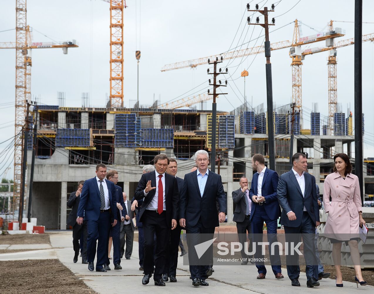 Moscow Mayor Sergei Sobyanin visits construction site of ZILART residential area