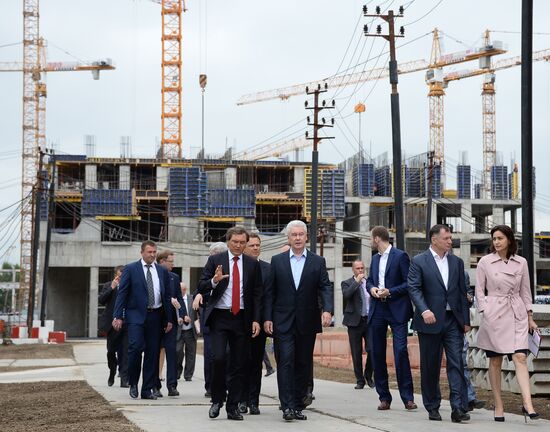 Moscow Mayor Sergei Sobyanin visits construction site of ZILART residential area