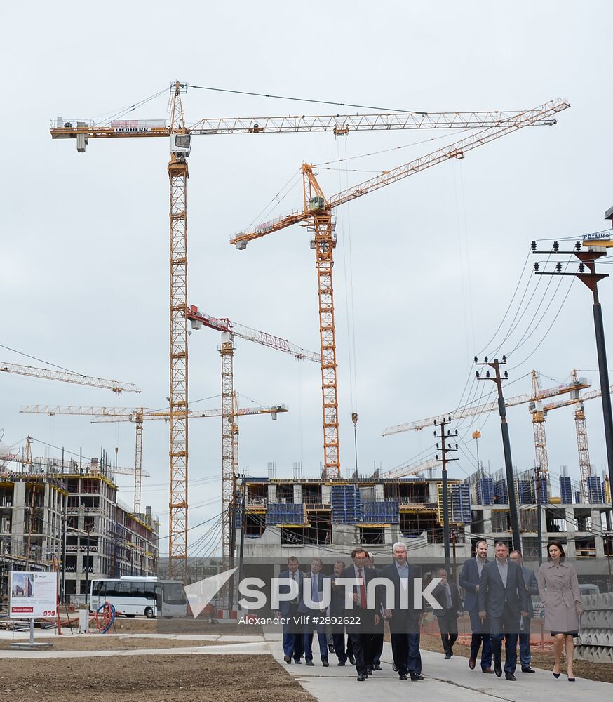 Moscow Mayor Sergei Sobyanin visits construction site of ZILART residential area