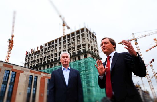Moscow Mayor Sergei Sobyanin visits construction site of ZILART residential area