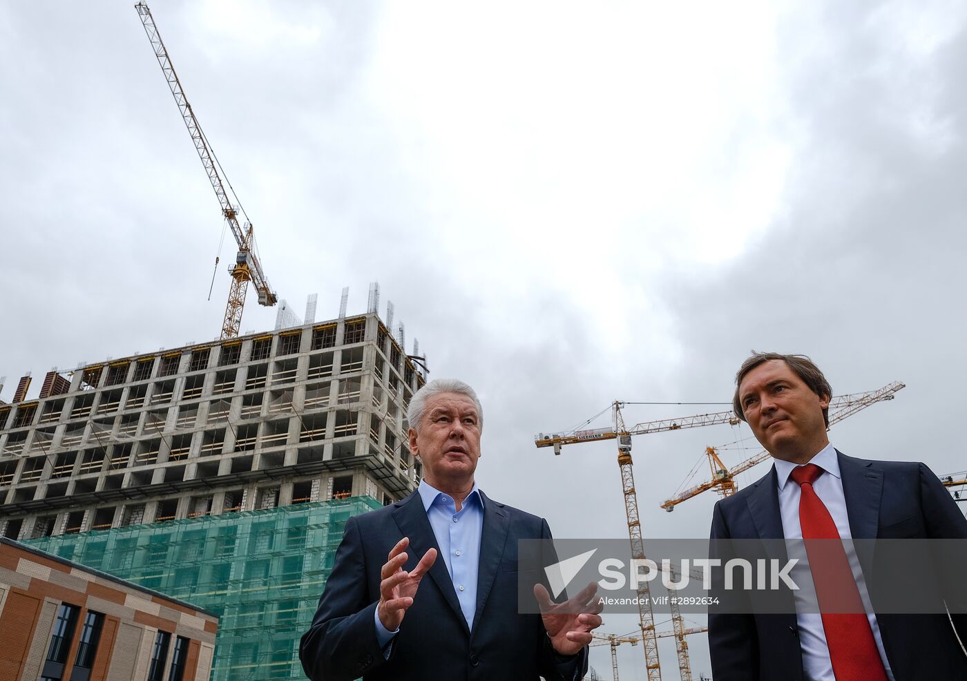 Moscow Mayor Sergei Sobyanin visits construction site of ZILART residential area