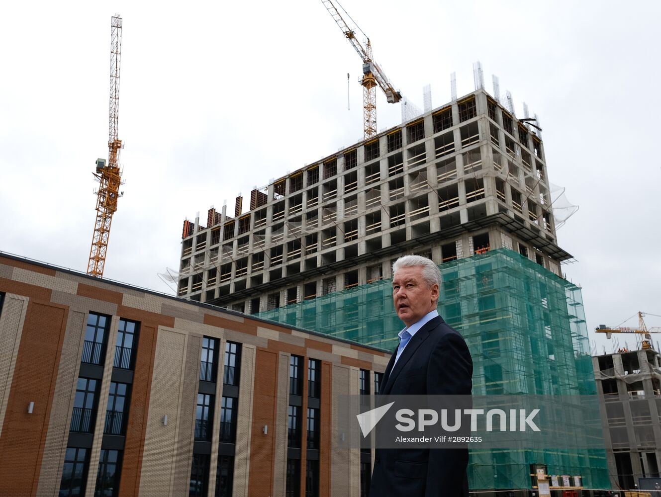 Moscow Mayor Sergei Sobyanin visits construction site of ZILART residential area