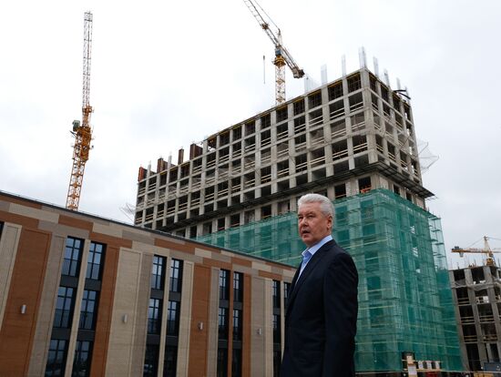Moscow Mayor Sergei Sobyanin visits construction site of ZILART residential area