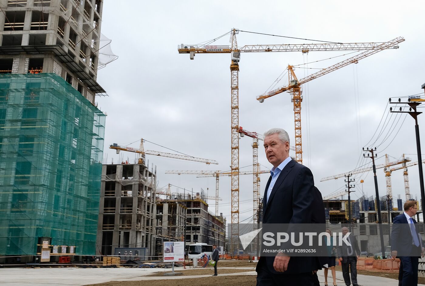 Moscow Mayor Sergei Sobyanin visits construction site of ZILART residential area