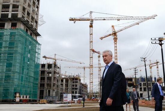 Moscow Mayor Sergei Sobyanin visits construction site of ZILART residential area