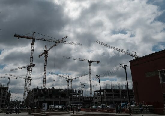 Moscow Mayor Sergei Sobyanin visits construction site of ZILART residential area