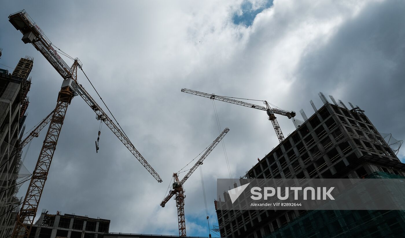 Moscow Mayor Sergei Sobyanin visits construction site of ZILART residential area