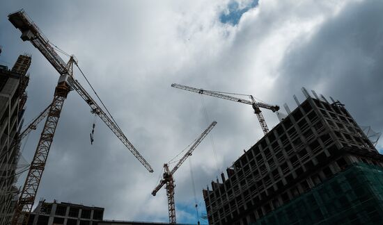 Moscow Mayor Sergei Sobyanin visits construction site of ZILART residential area