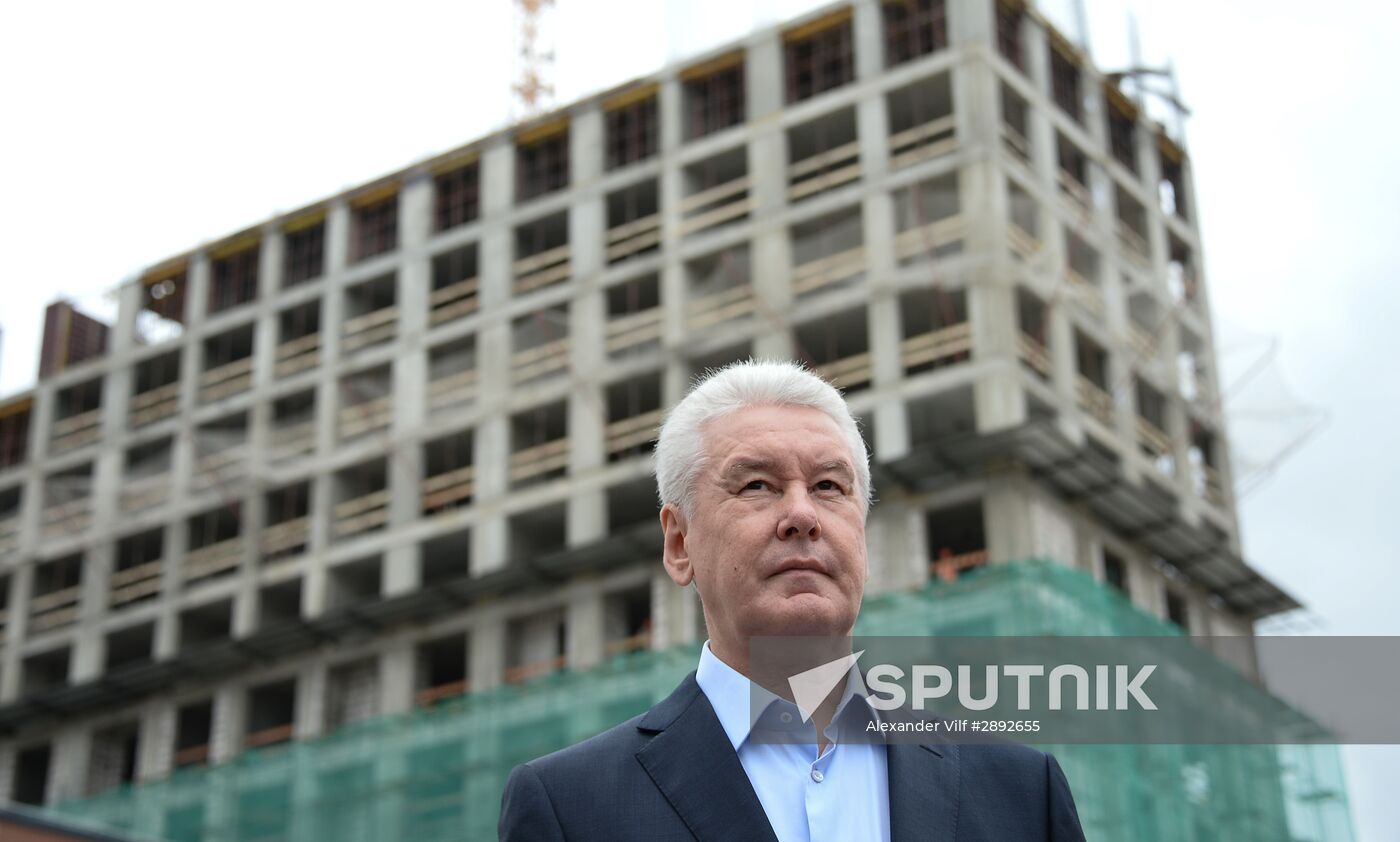 Moscow Mayor Sergei Sobyanin visits construction site of ZILART residential area
