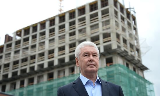 Moscow Mayor Sergei Sobyanin visits construction site of ZILART residential area