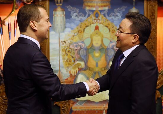 Russian Prime Minister Dmitry Medvedev visits Mongolia