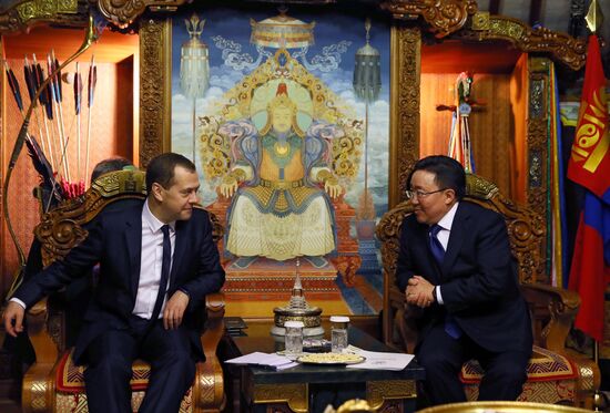 Russian Prime Minister Dmitry Medvedev visits Mongolia