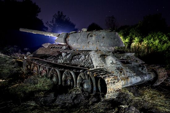 Lifting of a drowned WWII tank