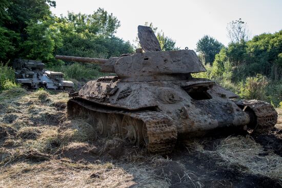 Lifting of a drowned WWII tank