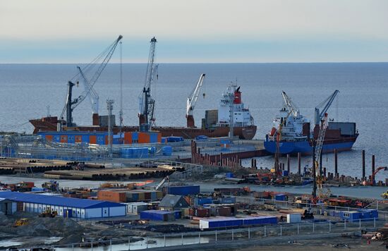 Natural gas liquefaction plant under construction in Yamal