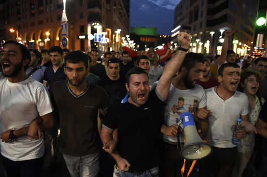 Civil activists march in Yerevan