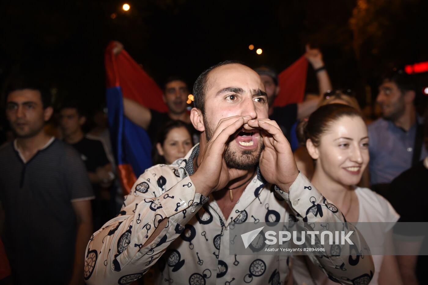 Civil activists march in Yerevan