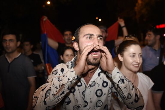 Civil activists march in Yerevan