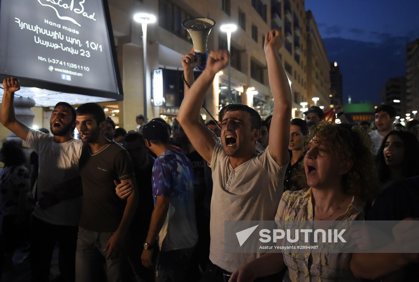 Civil activists march in Yerevan