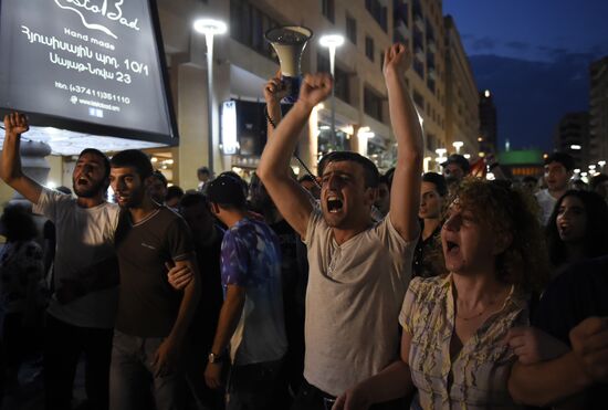 Civil activists march in Yerevan