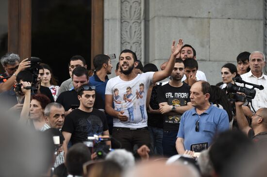 Civil activists march in Yerevan