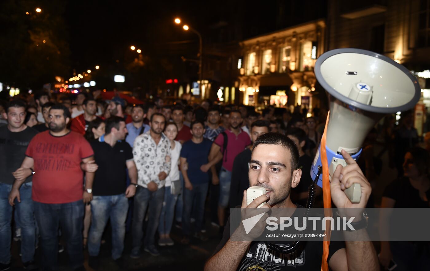 Civil activists march in Yerevan