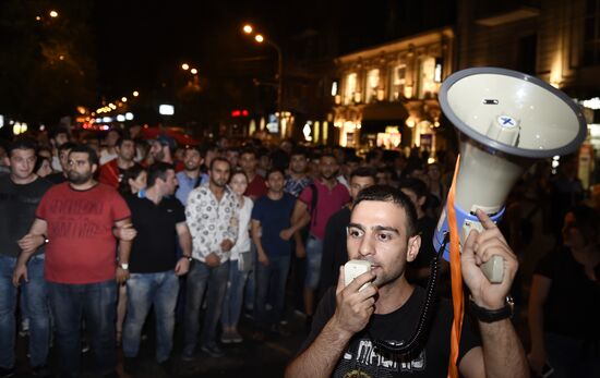 Civil activists march in Yerevan