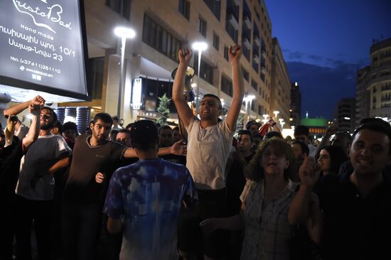 Civil activists march in Yerevan