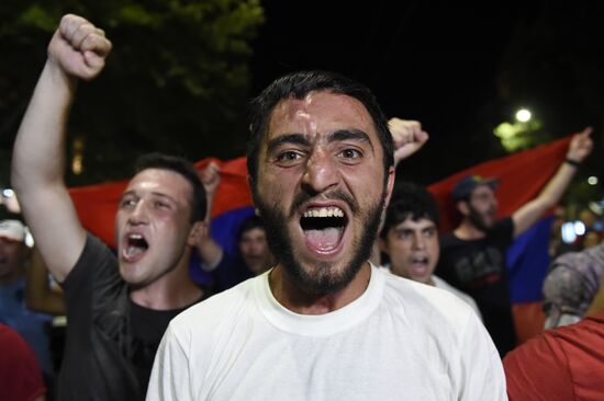 Civil activists march in Yerevan