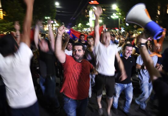 Civil activists march in Yerevan